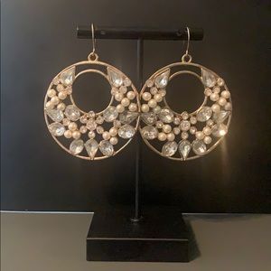 Elegant Gold Crystal Pearl Earrings